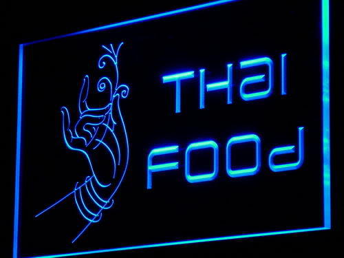 Thai Food Thailand Restaurant Cafe Hand LED Light Sign